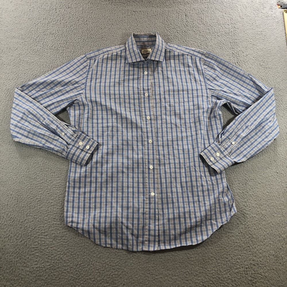 Vtg Albert Goldburg Facconable Shirt Men's XL Blue Made In Italy
